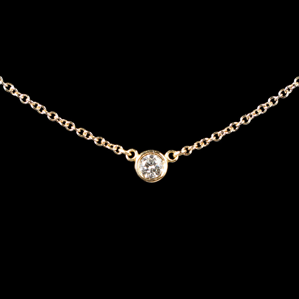 Preowned TIFFANY Elsa Peretti Diamonds by the Yard 18K YG Diamond Pendant Necklace 1.8g | Luxe Again Maison