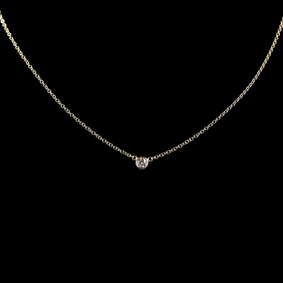 Preowned TIFFANY Elsa Peretti Diamonds by the Yard 18K YG Diamond Pendant Necklace 1.8g | Luxe Again Maison
