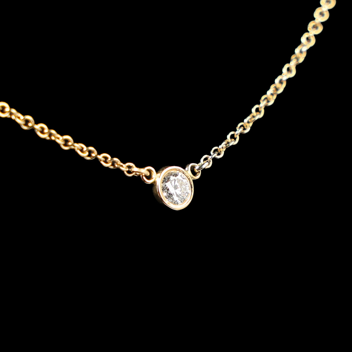 Preowned TIFFANY Elsa Peretti Diamonds by the Yard 18K YG Diamond Pendant Necklace 1.8g | Luxe Again Maison