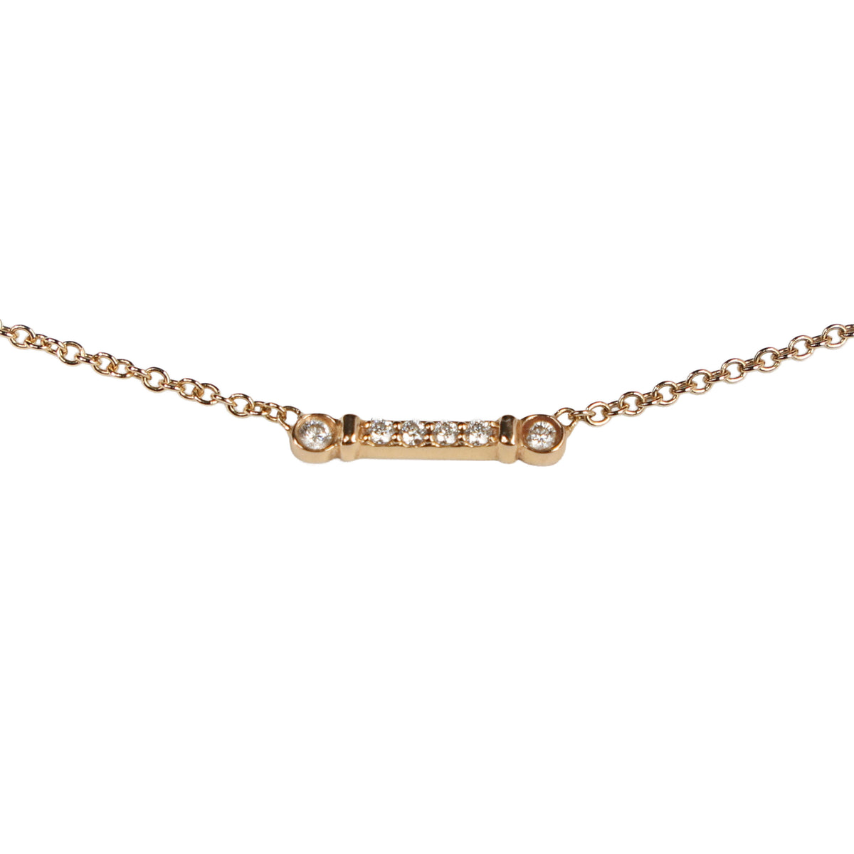 Preowned TIFFANY Fleur de Lys Diamond 18k Rose Gold Necklace 1.7g | Luxe Again Maison