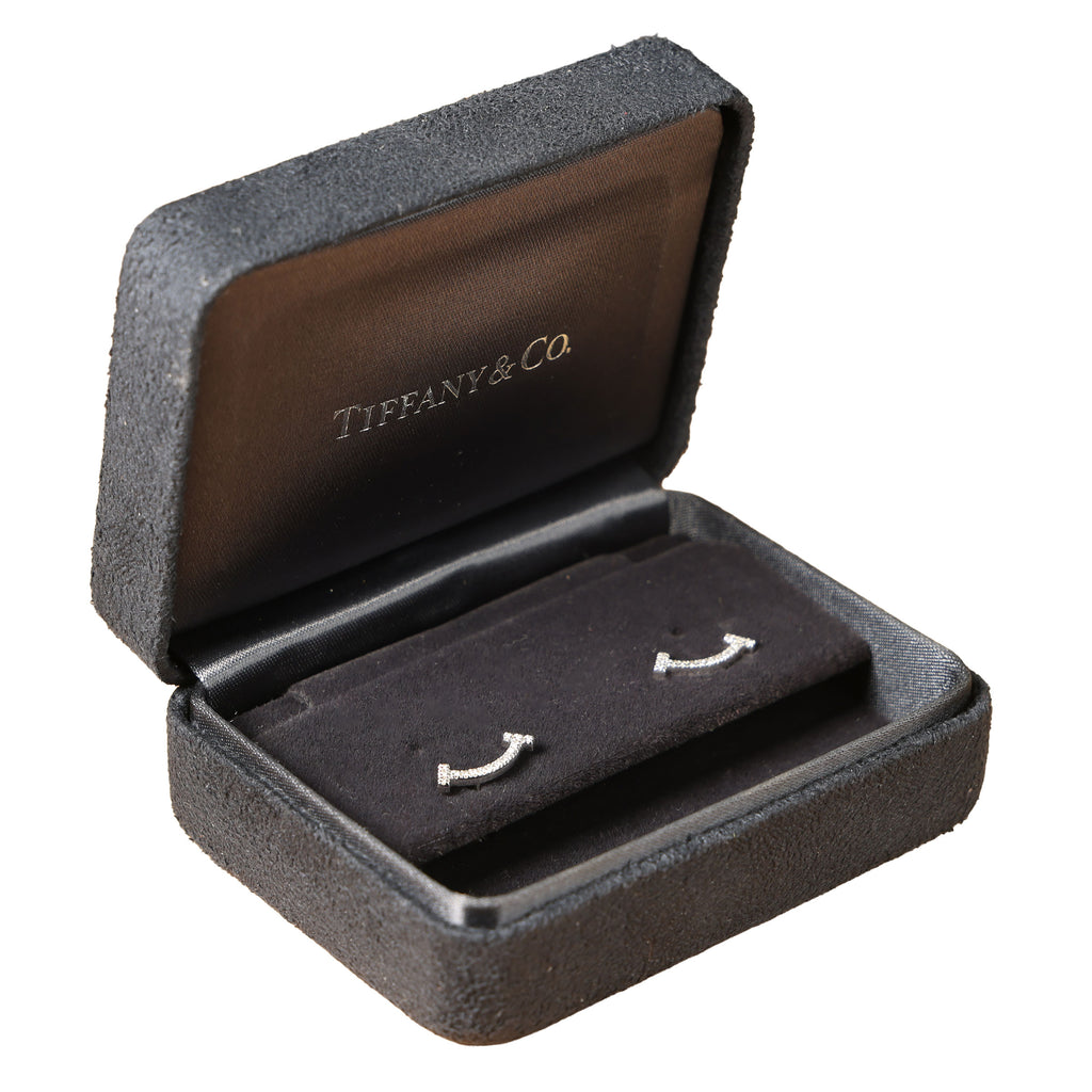 TIFFANY T Smile 18K WG Diamond Earrings 1.5g