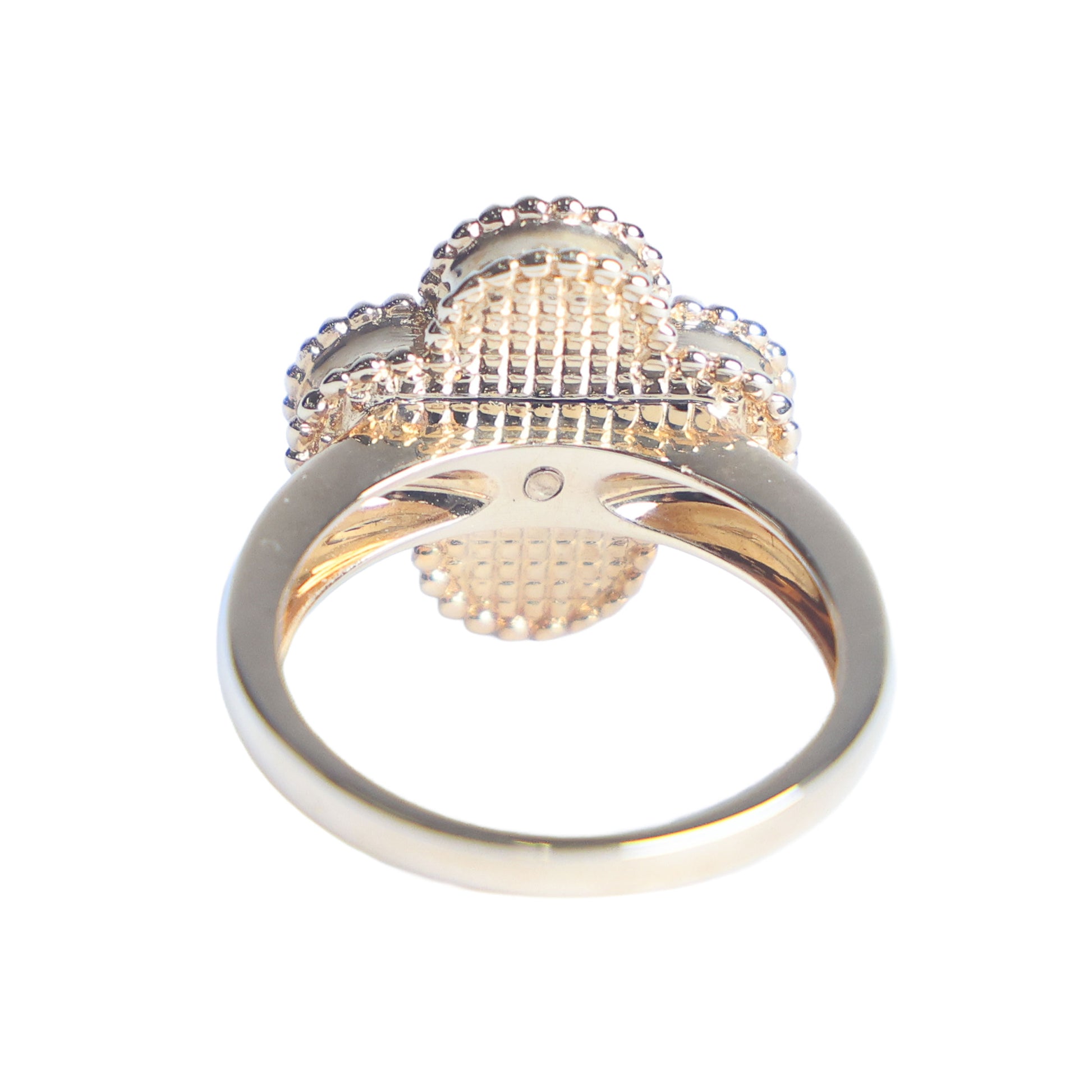 Preowned VAN CLEEF & ARPELS Vintage Alhambra 18K Yellow Gold Diamond Malachite Ring 5.8g | Luxe Again Maison