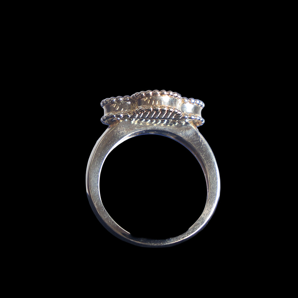 Preowned VAN CLEEF & ARPELS Vintage Alhambra 18K Yellow Gold Diamond Malachite Ring 5.8g | Luxe Again Maison
