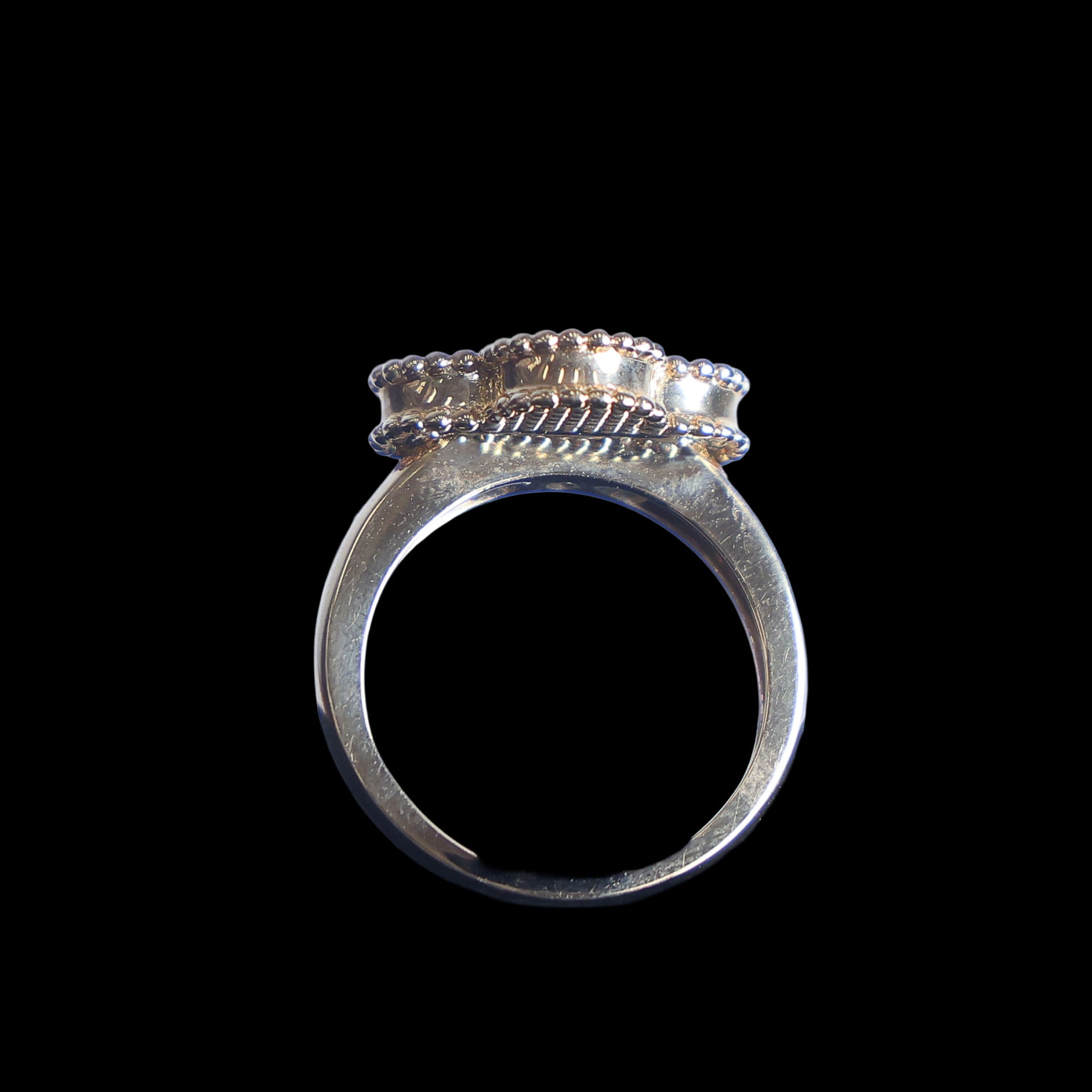 Preowned VAN CLEEF & ARPELS Vintage Alhambra 18K Yellow Gold Diamond Malachite Ring 5.8g | Luxe Again Maison