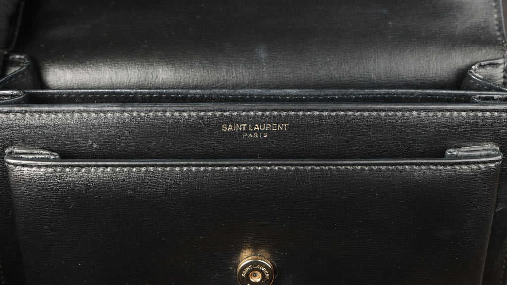 Preowned YVES SAINT LAURENT Sunset Medium in Smooth Leather Black | Luxe Again Maison
