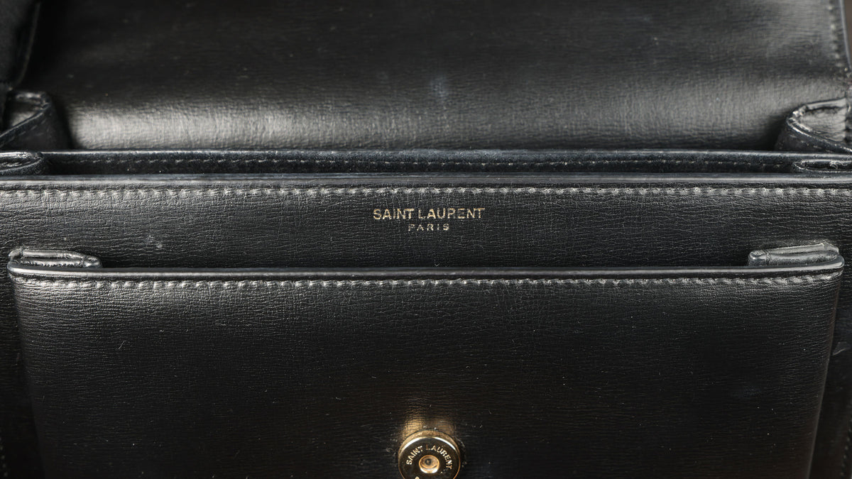 Preowned YVES SAINT LAURENT Sunset Medium in Smooth Leather Black | Luxe Again Maison