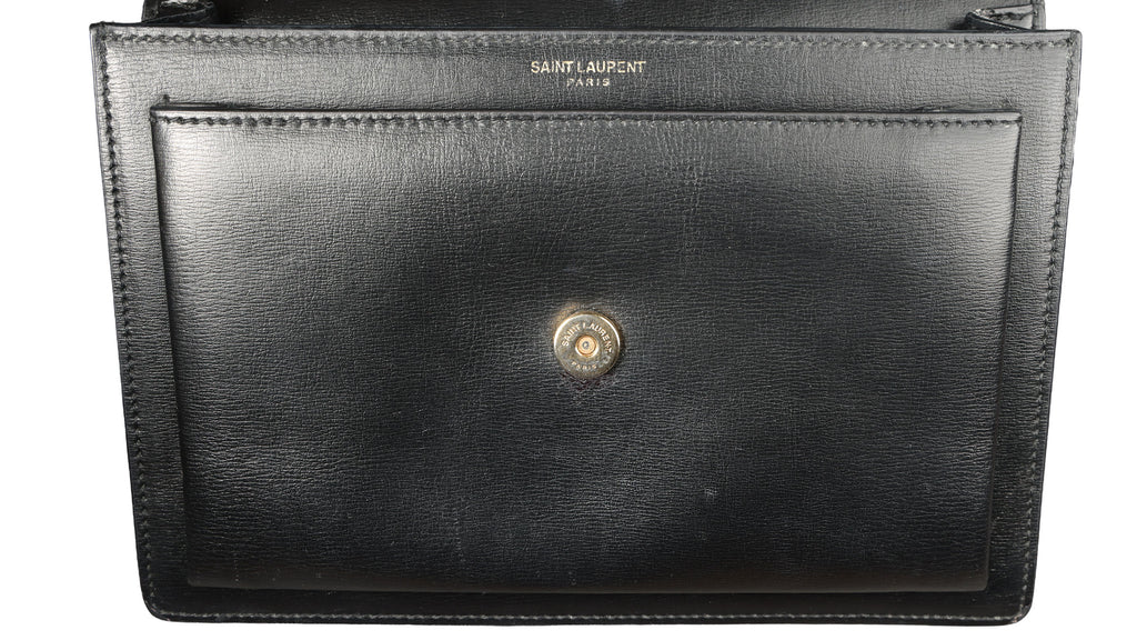 Preowned YVES SAINT LAURENT Sunset Medium in Smooth Leather Black | Luxe Again Maison