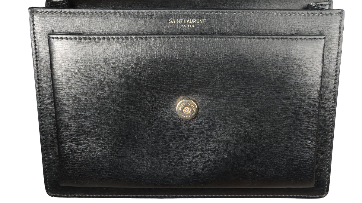 Preowned YVES SAINT LAURENT Sunset Medium in Smooth Leather Black | Luxe Again Maison