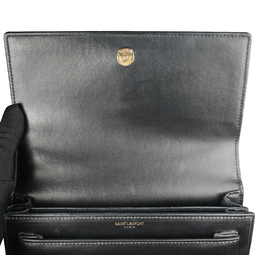 Preowned YVES SAINT LAURENT Sunset Medium in Smooth Leather Black | Luxe Again Maison