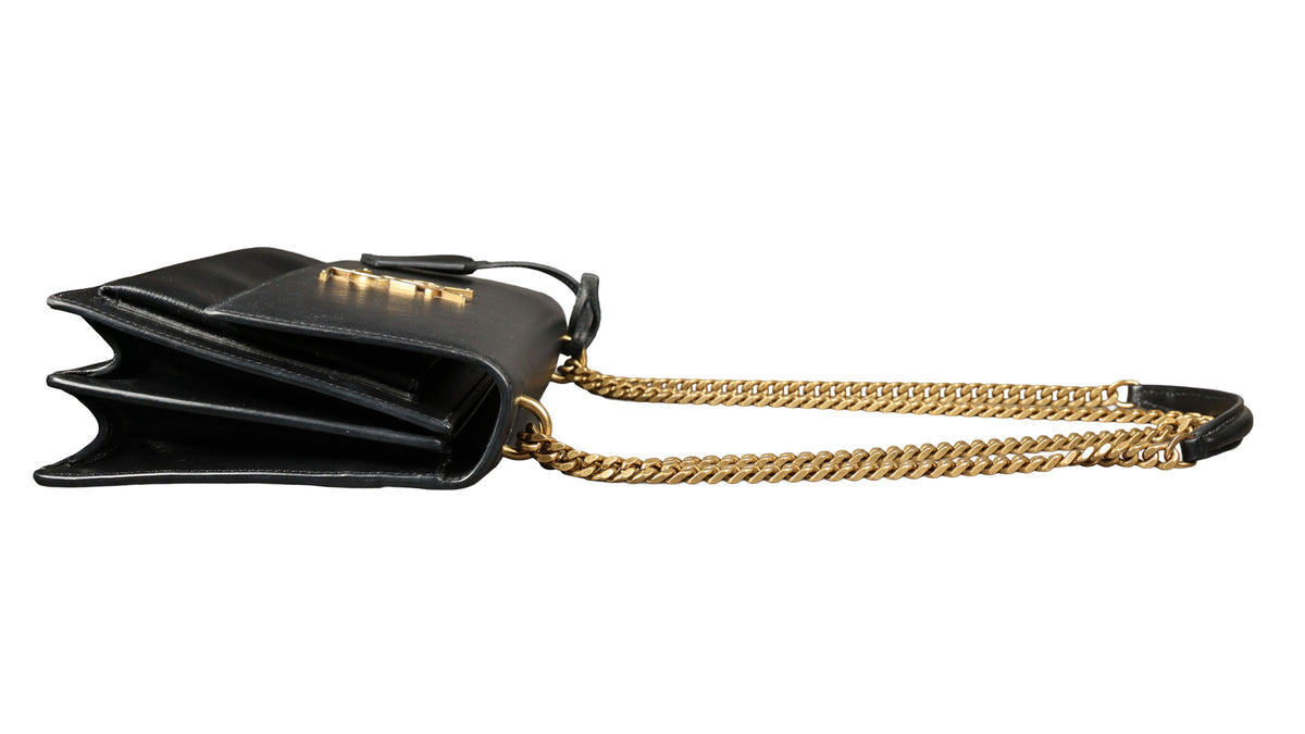 Preowned YVES SAINT LAURENT Sunset Medium in Smooth Leather Black | Luxe Again Maison