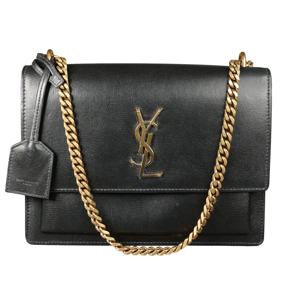 Preowned YVES SAINT LAURENT Sunset Medium in Smooth Leather Black | Luxe Again Maison