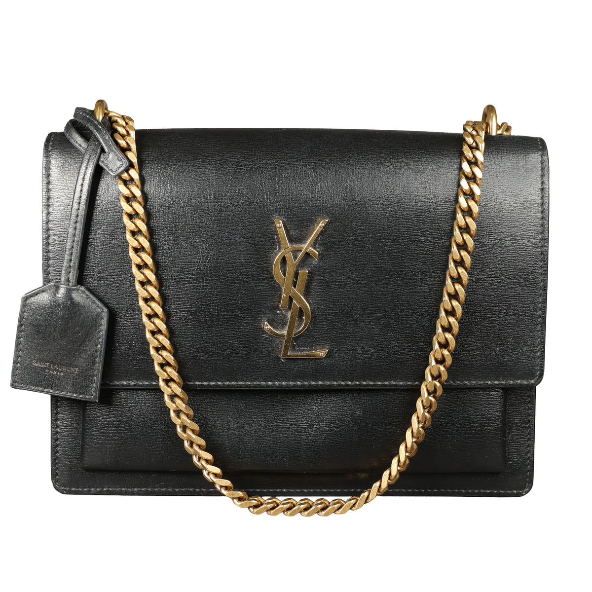 Preowned YVES SAINT LAURENT Sunset Medium in Smooth Leather Black | Luxe Again Maison