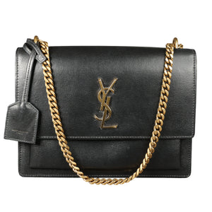 Preowned YVES SAINT LAURENT Sunset Medium in Smooth Leather Black | Luxe Again Maison