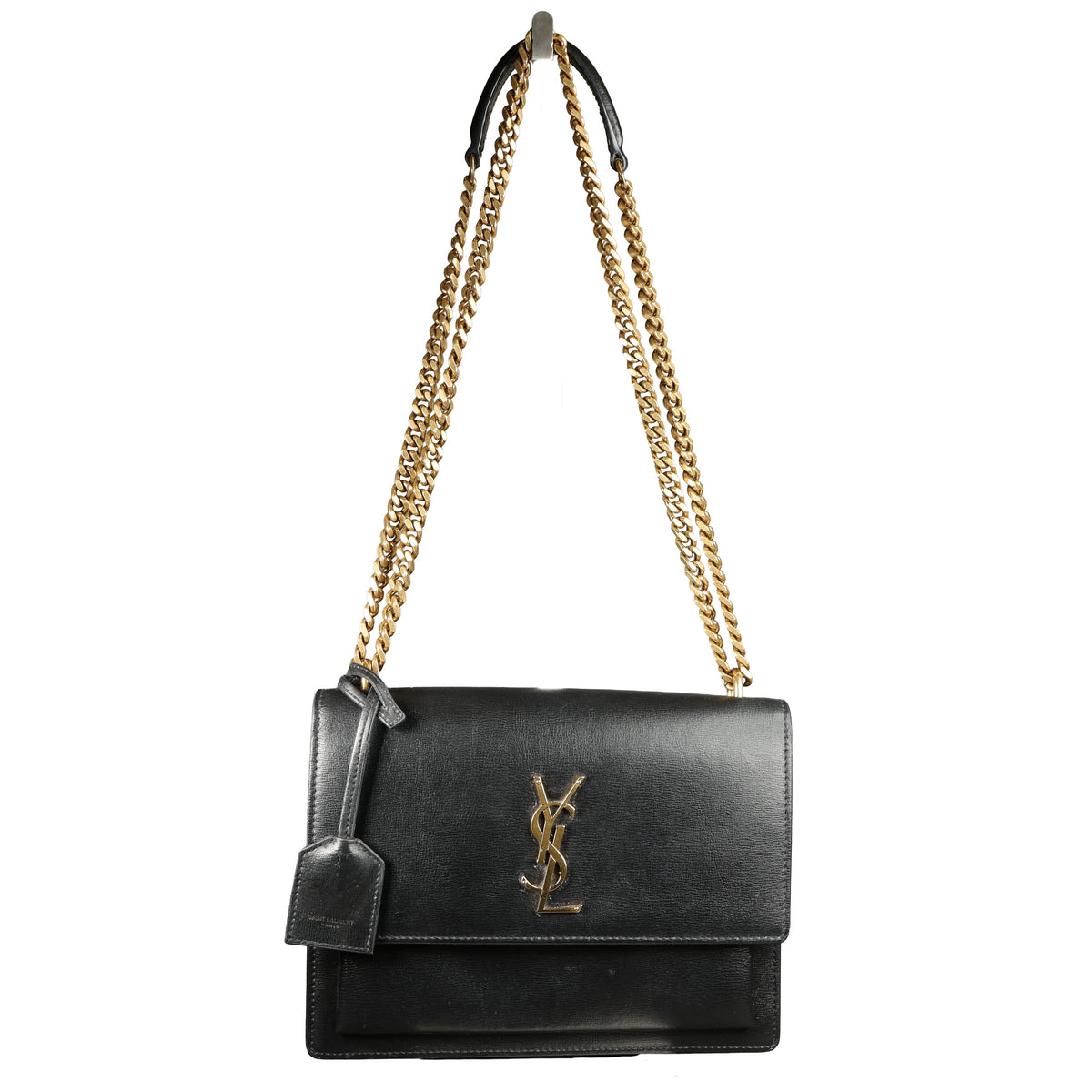 Preowned YVES SAINT LAURENT Sunset Medium in Smooth Leather Black | Luxe Again Maison