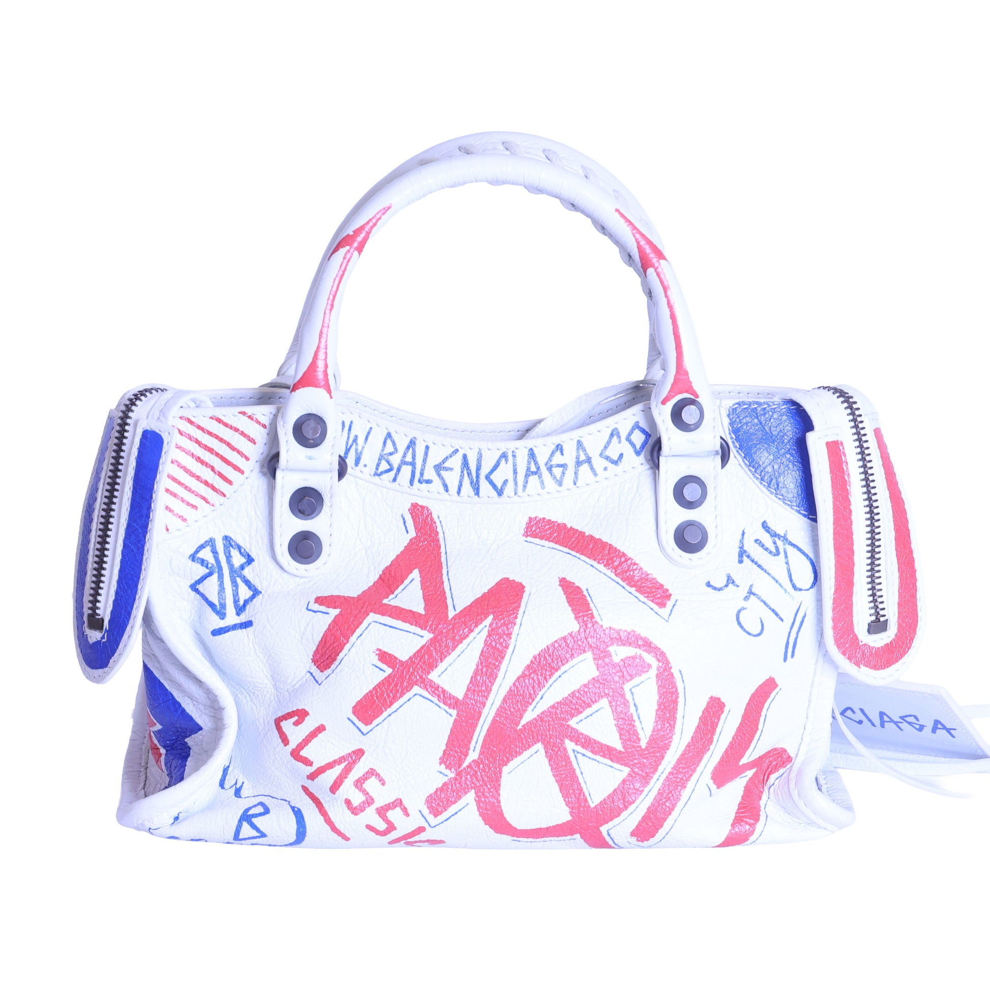 Preloved BALENCIAGA Classic City Graffiti Leather 2 Way Handbag | Luxe Again Maison