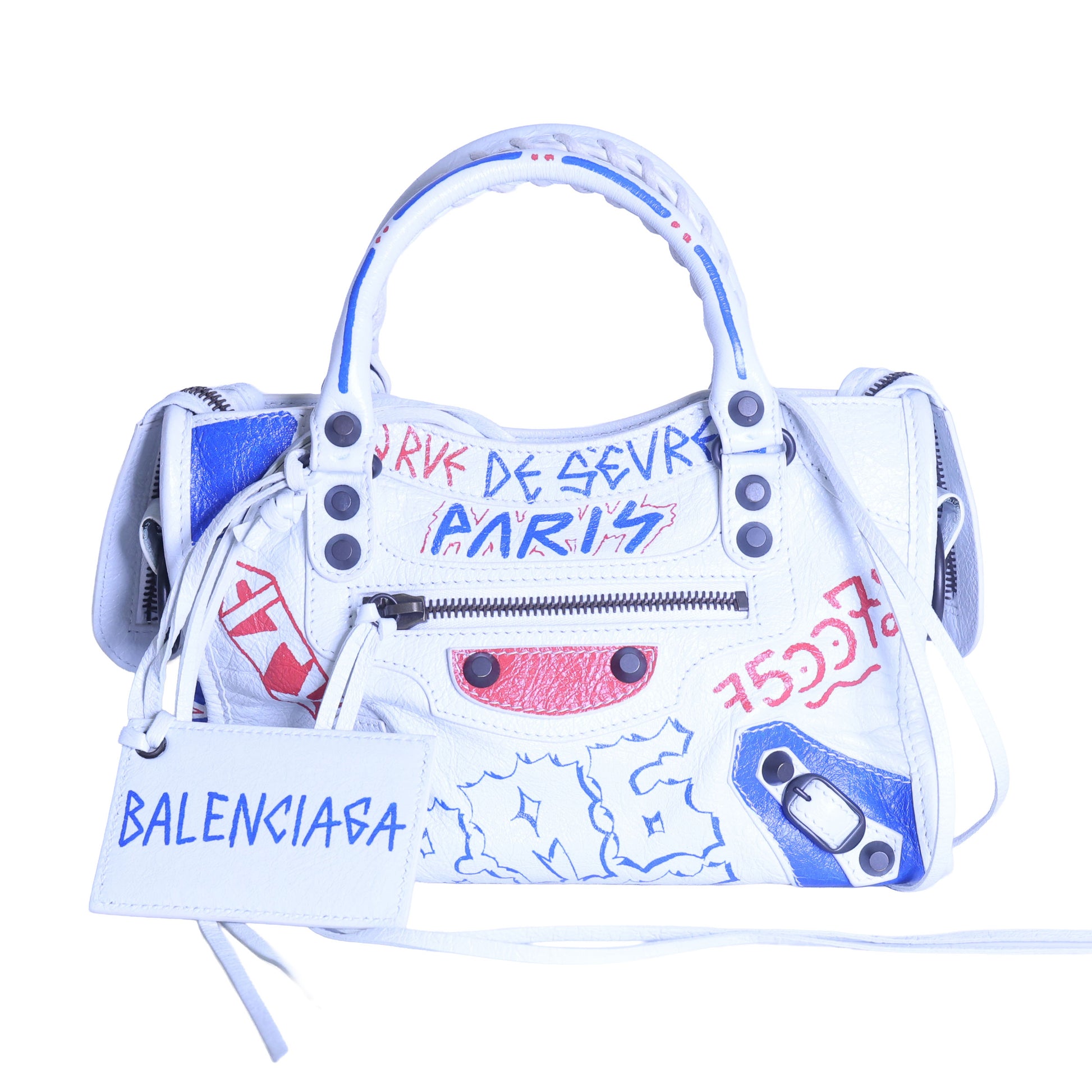 Preloved BALENCIAGA Classic City Graffiti Leather 2 Way Handbag | Luxe Again Maison