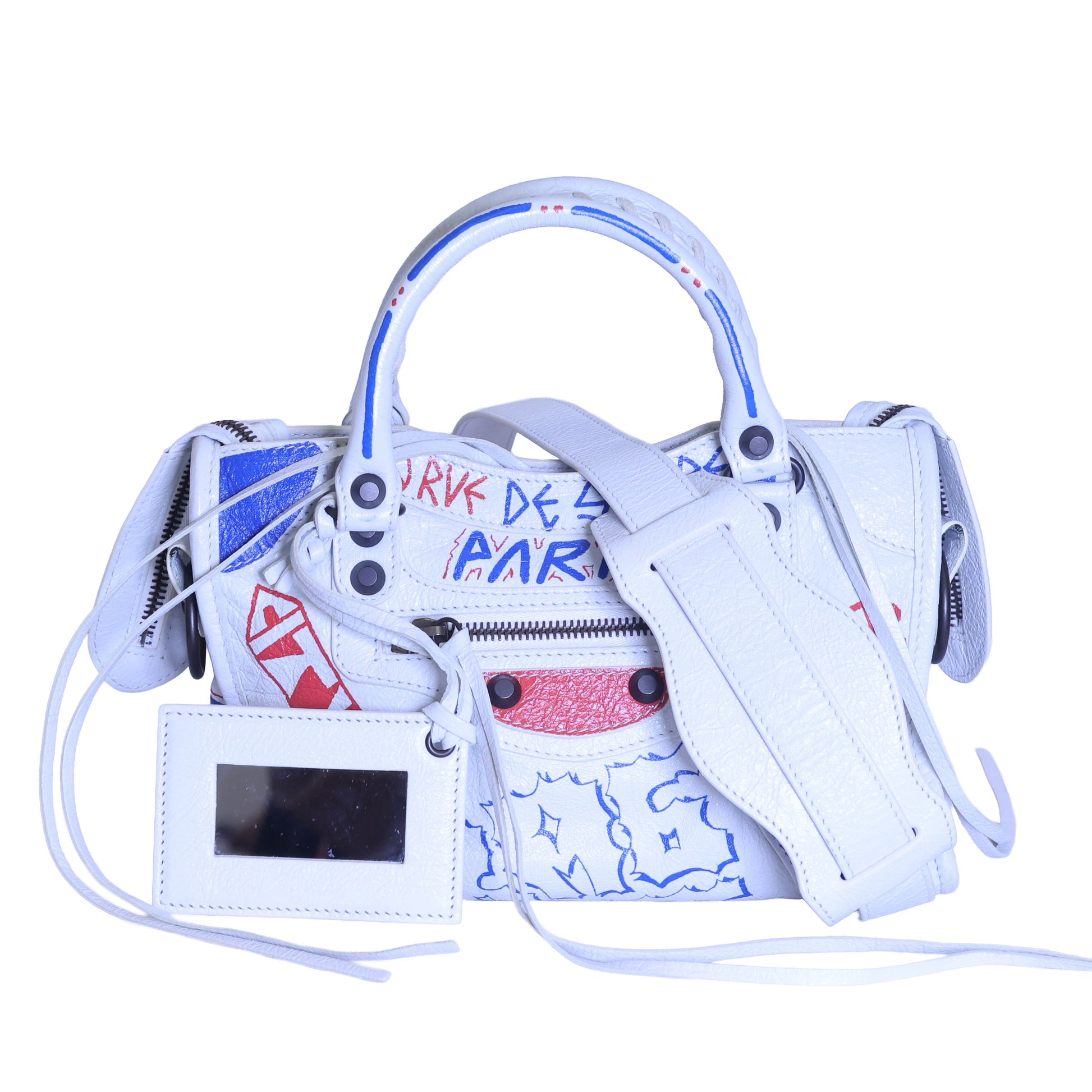 Preloved BALENCIAGA Classic City Graffiti Leather 2 Way Handbag | Luxe Again Maison