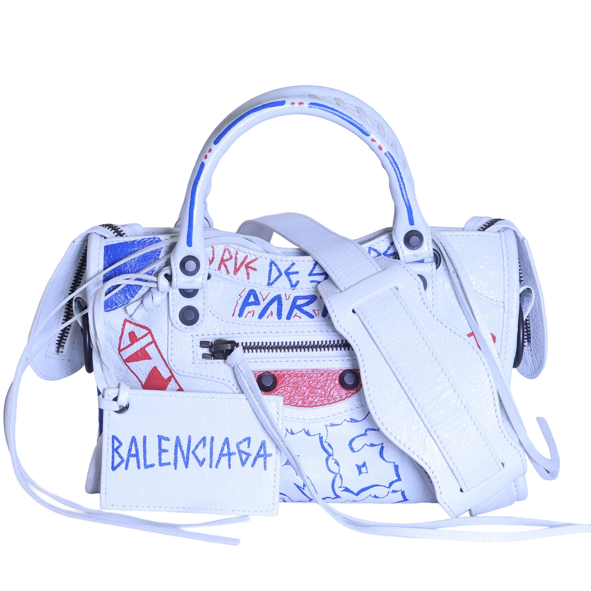 Preloved BALENCIAGA Classic City Graffiti Leather 2 Way Handbag | Luxe Again Maison