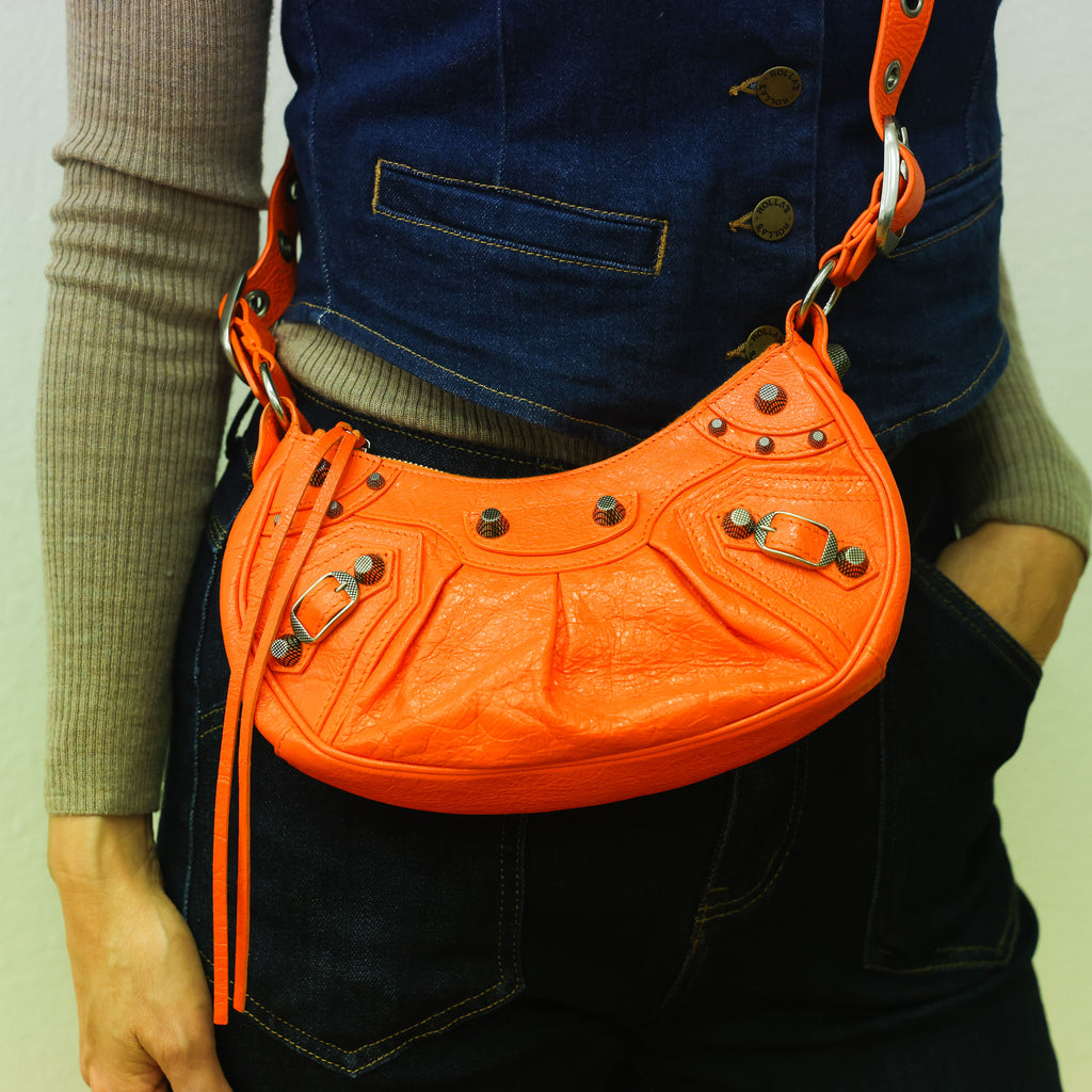 Preloved BALENCIAGA Le Cagole XS Leather Shoulder Bag Orange | Luxe Again Maison
