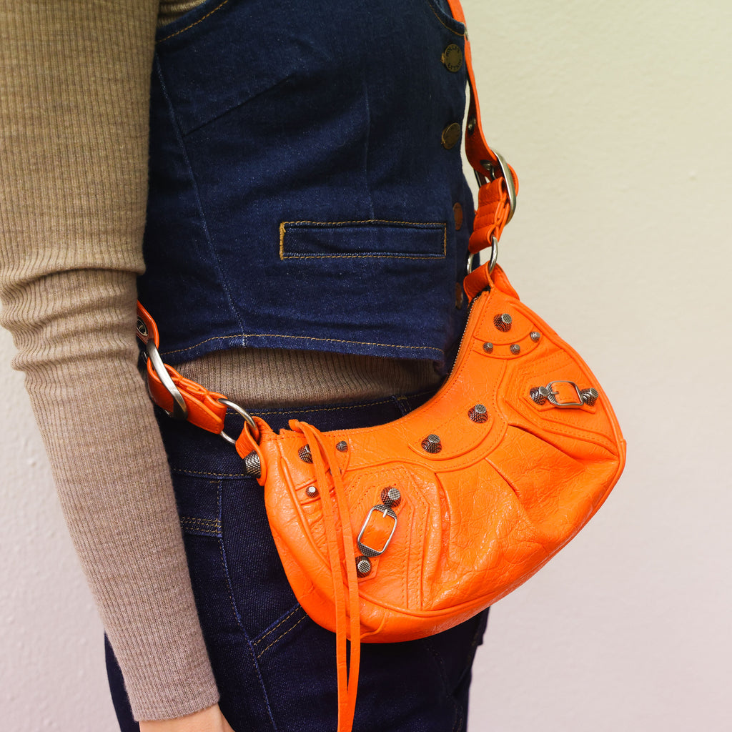 Preloved BALENCIAGA Le Cagole XS Leather Shoulder Bag Orange | Luxe Again Maison