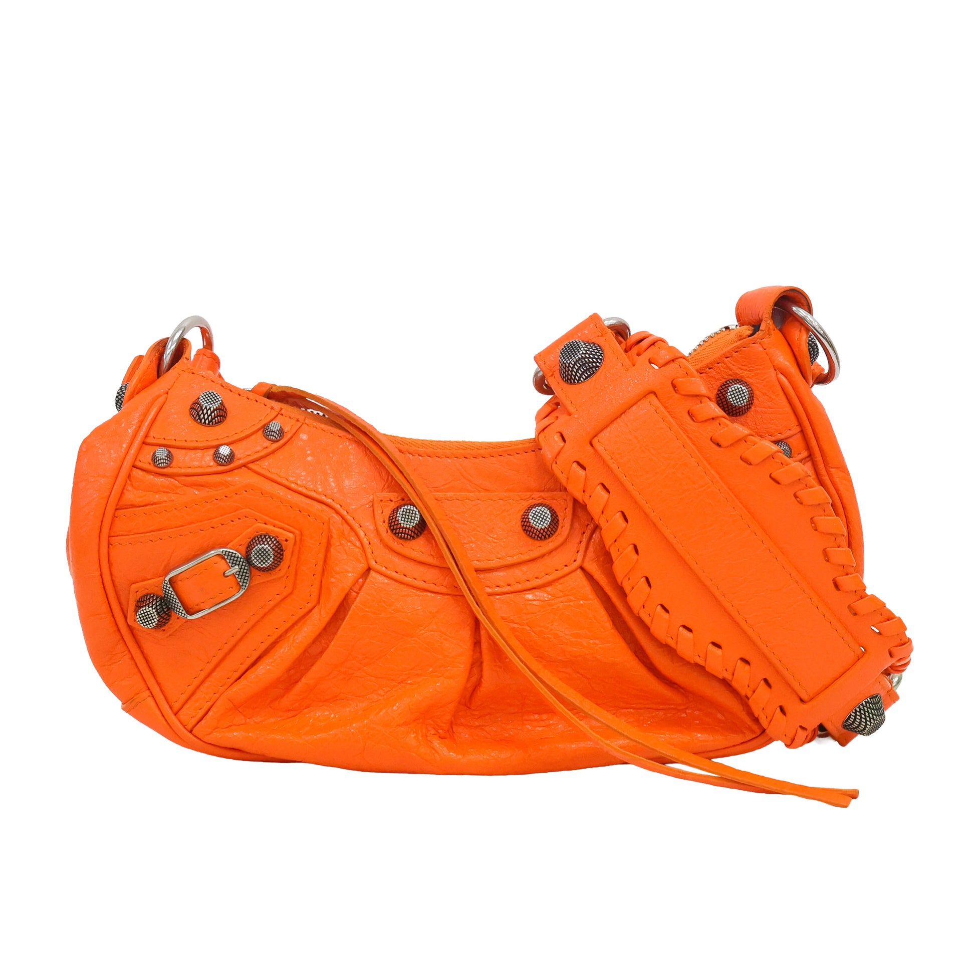 Preloved BALENCIAGA Le Cagole XS Leather Shoulder Bag Orange | Luxe Again Maison