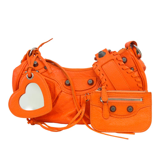 Preloved BALENCIAGA Le Cagole XS Leather Shoulder Bag Orange | Luxe Again Maison