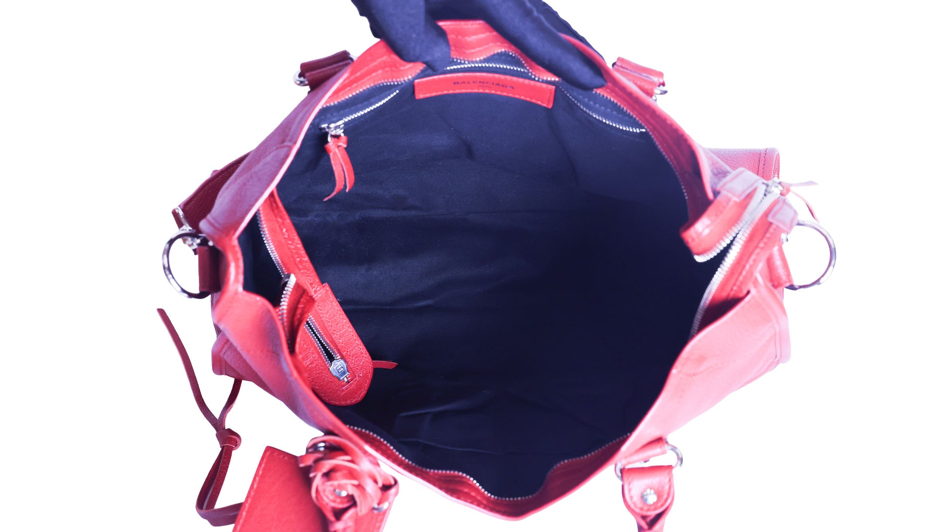 Preloved BALENCIAGA Metallic Edge City Leather Medium Red  | Luxe Again Maison