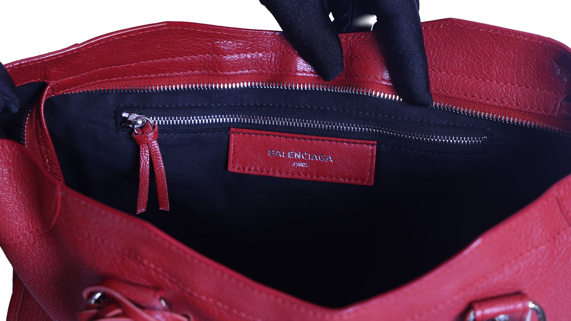 Preloved BALENCIAGA Metallic Edge City Leather Medium Red  | Luxe Again Maison