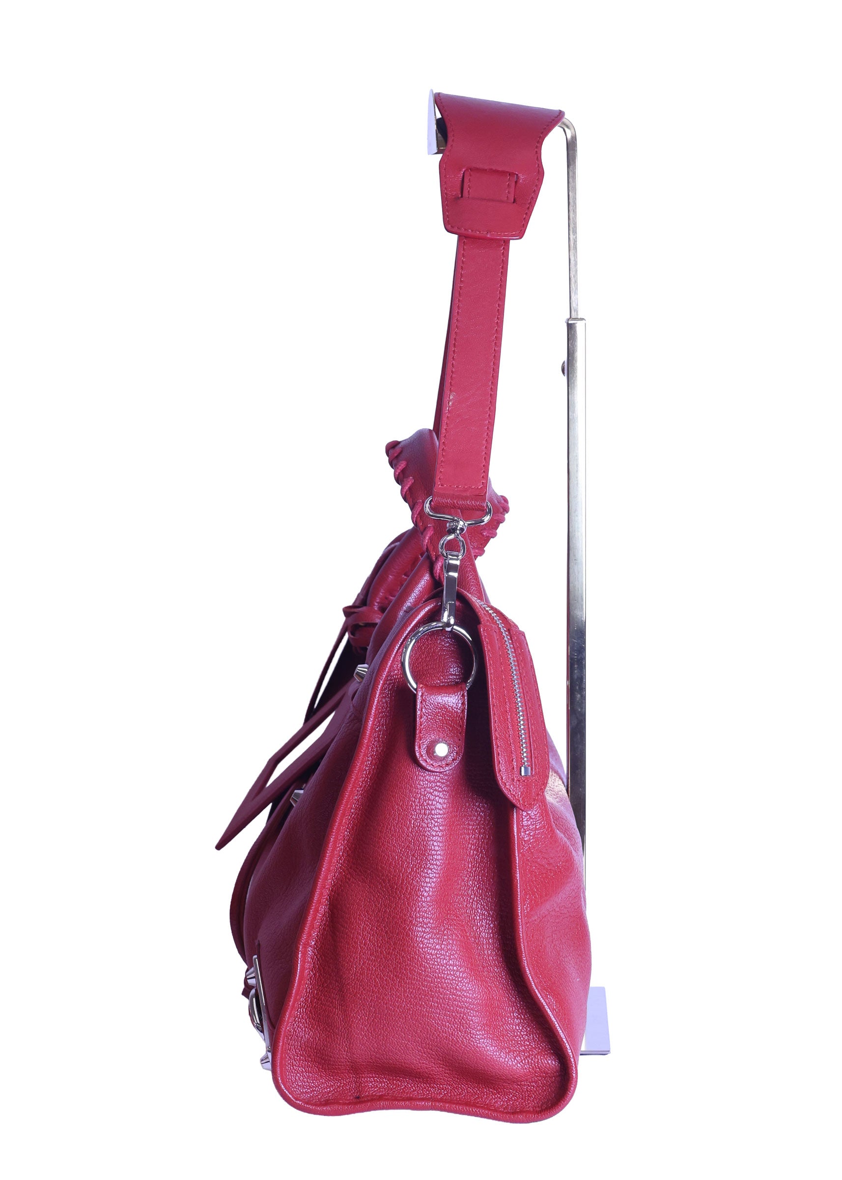 Preloved BALENCIAGA Metallic Edge City Leather Medium Red  | Luxe Again Maison