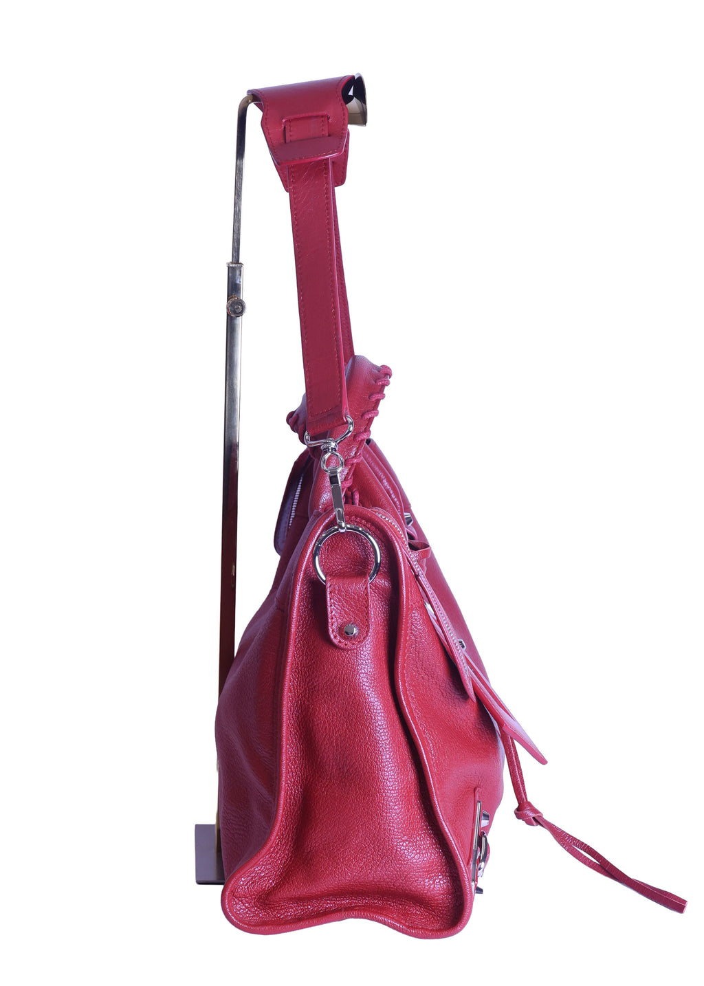 Preloved BALENCIAGA Metallic Edge City Leather Medium Red  | Luxe Again Maison