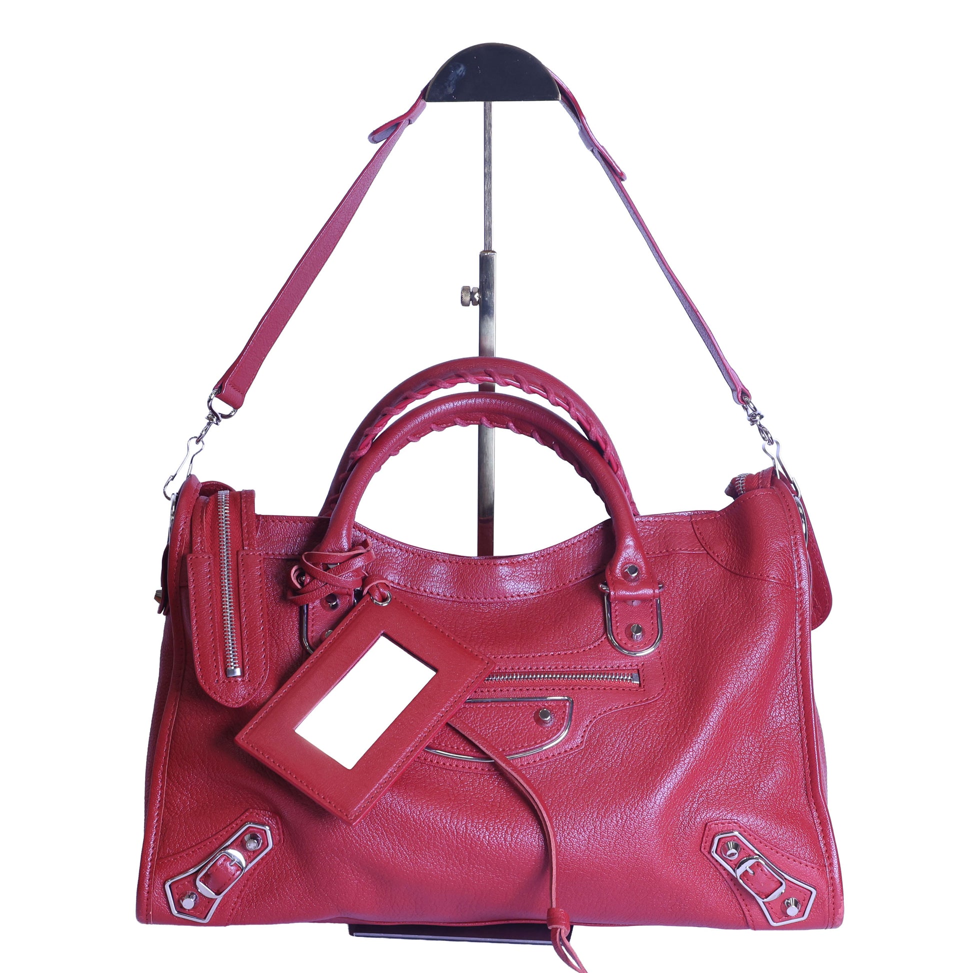 Preloved BALENCIAGA Metallic Edge City Leather Medium Red  | Luxe Again Maison