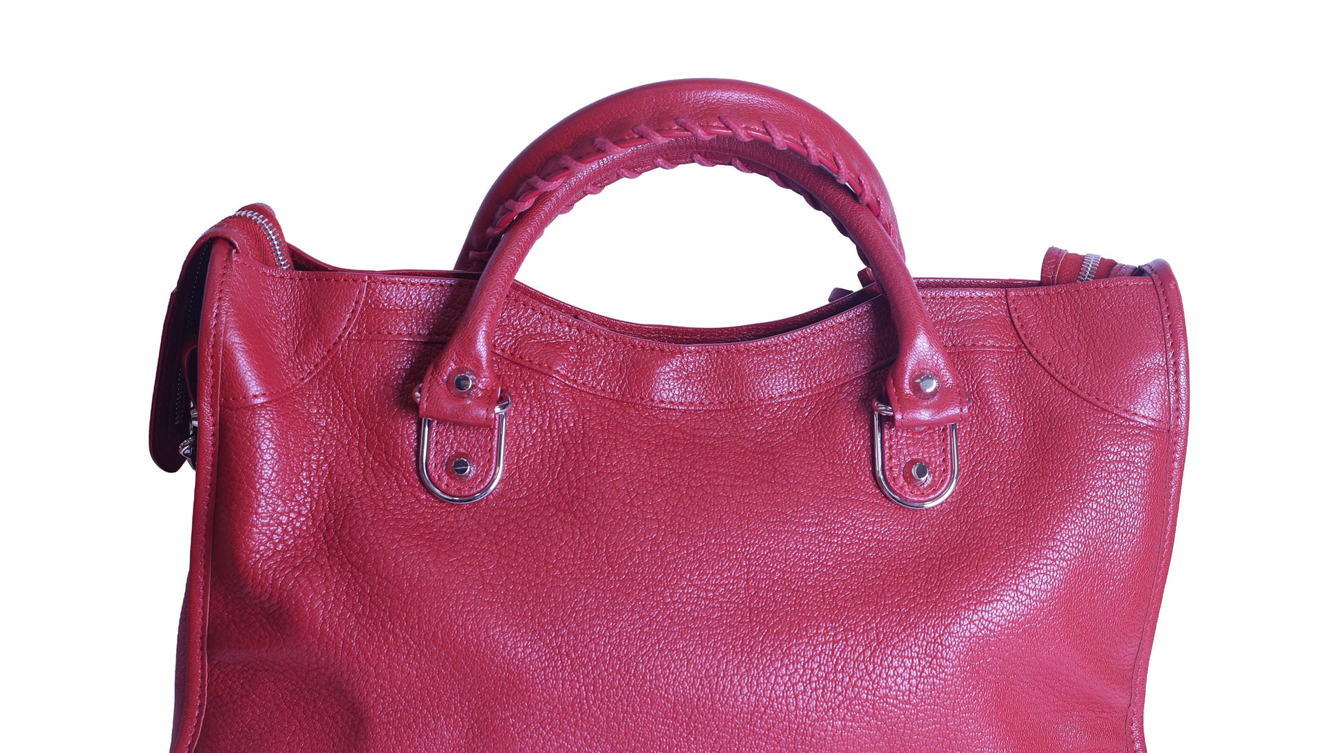 Preloved BALENCIAGA Metallic Edge City Leather Medium Red  | Luxe Again Maison