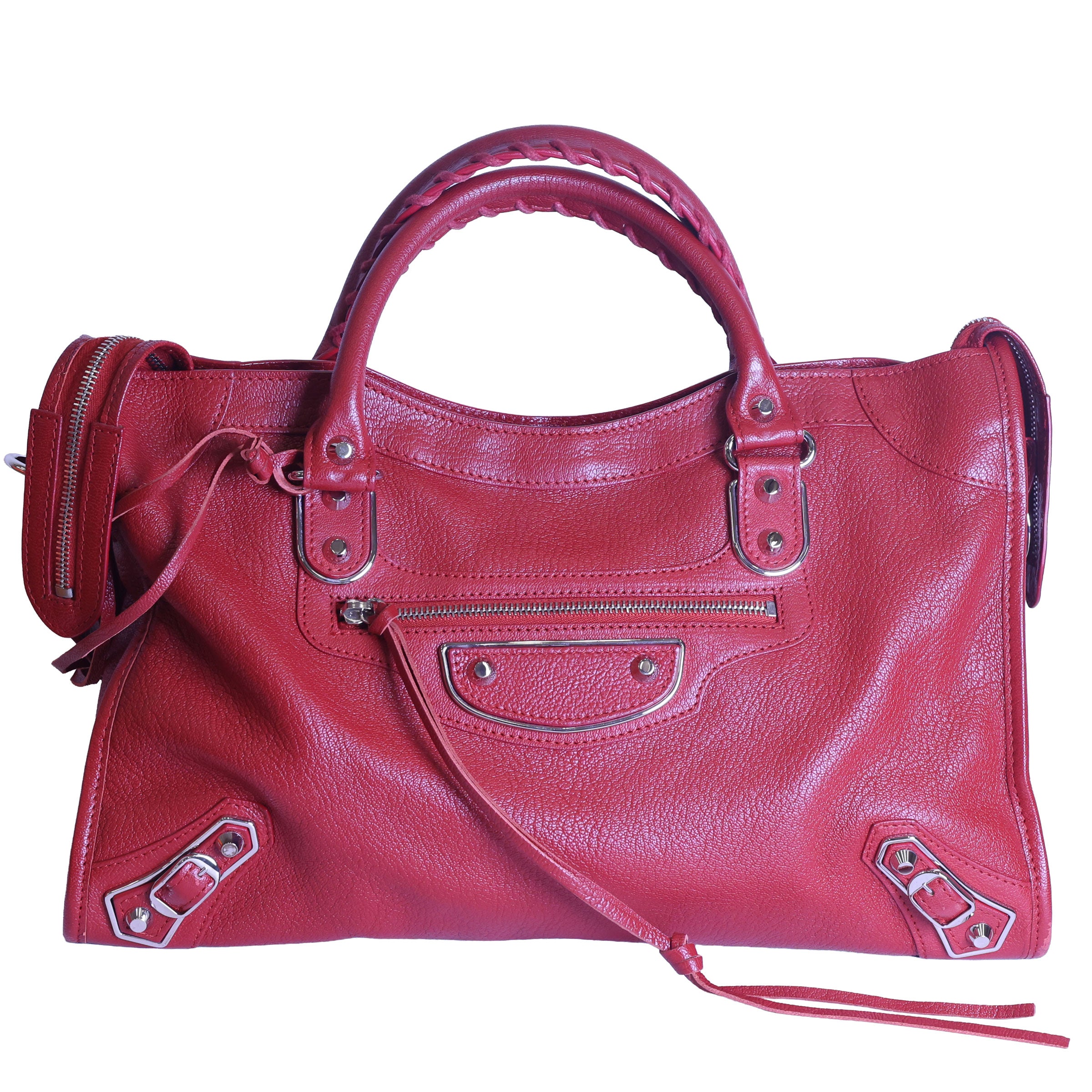 BALENCIAGA Metallic Edge City Leather Medium Red – Luxe Again Maison
