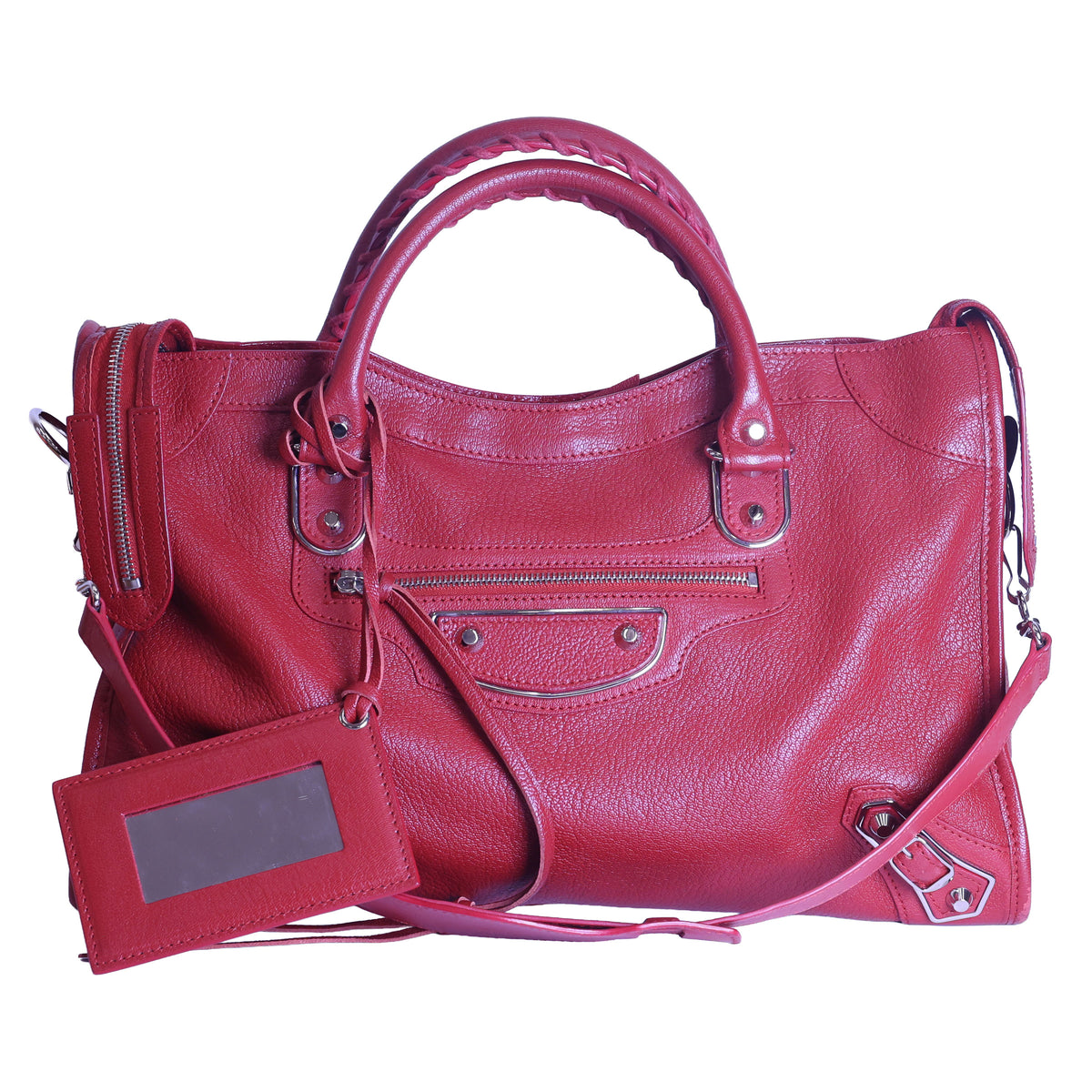 BALENCIAGA Metallic Edge City Leather Medium Red – Luxe Again Maison