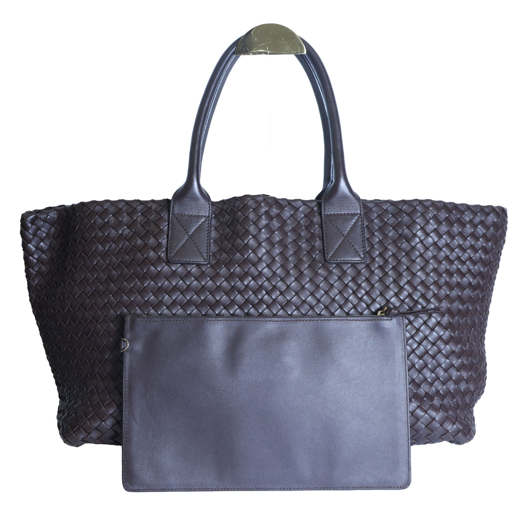 Preloved BOTTEGA VENETA Intrecciato Leather Cabat MM Tote Brown | Luxe Again Maison