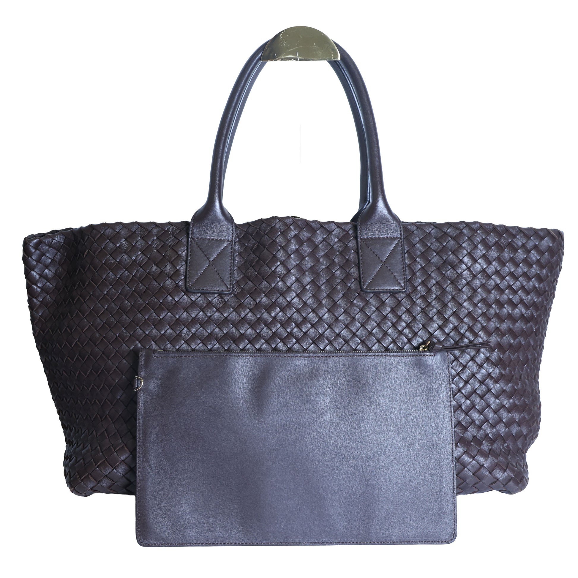 Preloved BOTTEGA VENETA Intrecciato Leather Cabat MM Tote Brown | Luxe Again Maison