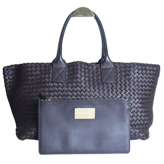 Preloved BOTTEGA VENETA Intrecciato Leather Cabat MM Tote Brown | Luxe Again Maison
