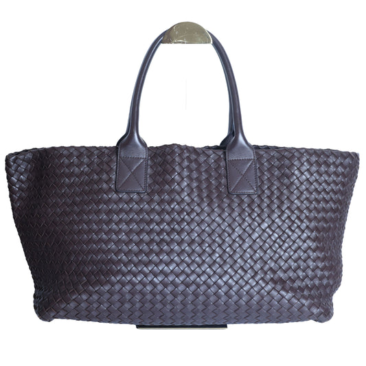 Preloved BOTTEGA VENETA Intrecciato Leather Cabat MM Tote Brown | Luxe Again Maison