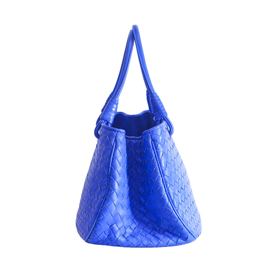 Preloved BOTTEGA VENETA Intrecciato Garda Leather Tote Blue | Luxe Again Maison