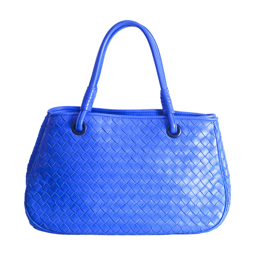 Preloved BOTTEGA VENETA Intrecciato Garda Leather Tote Blue | Luxe Again Maison