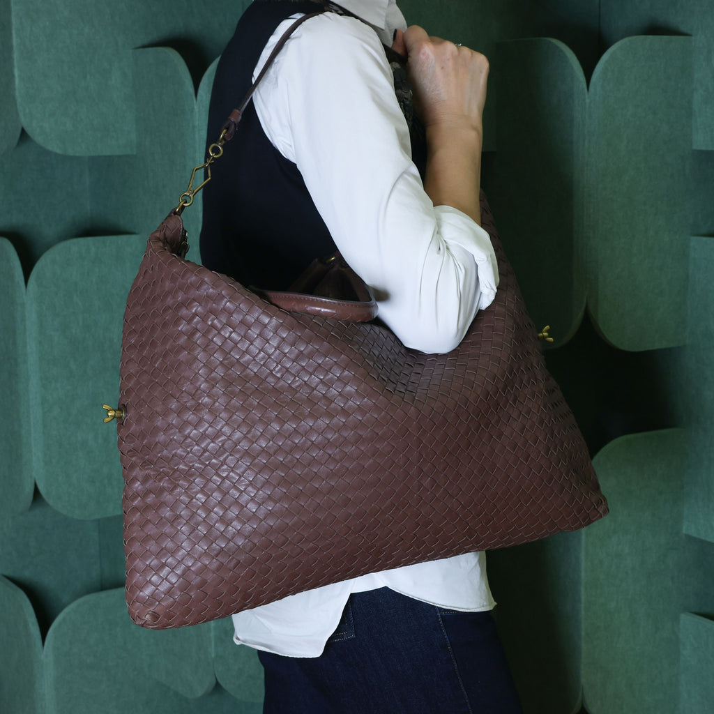 Preloved BOTTEGA VENETA Intrecciato Leather 2 Way Tote Bag Brown | Luxe Again Maison