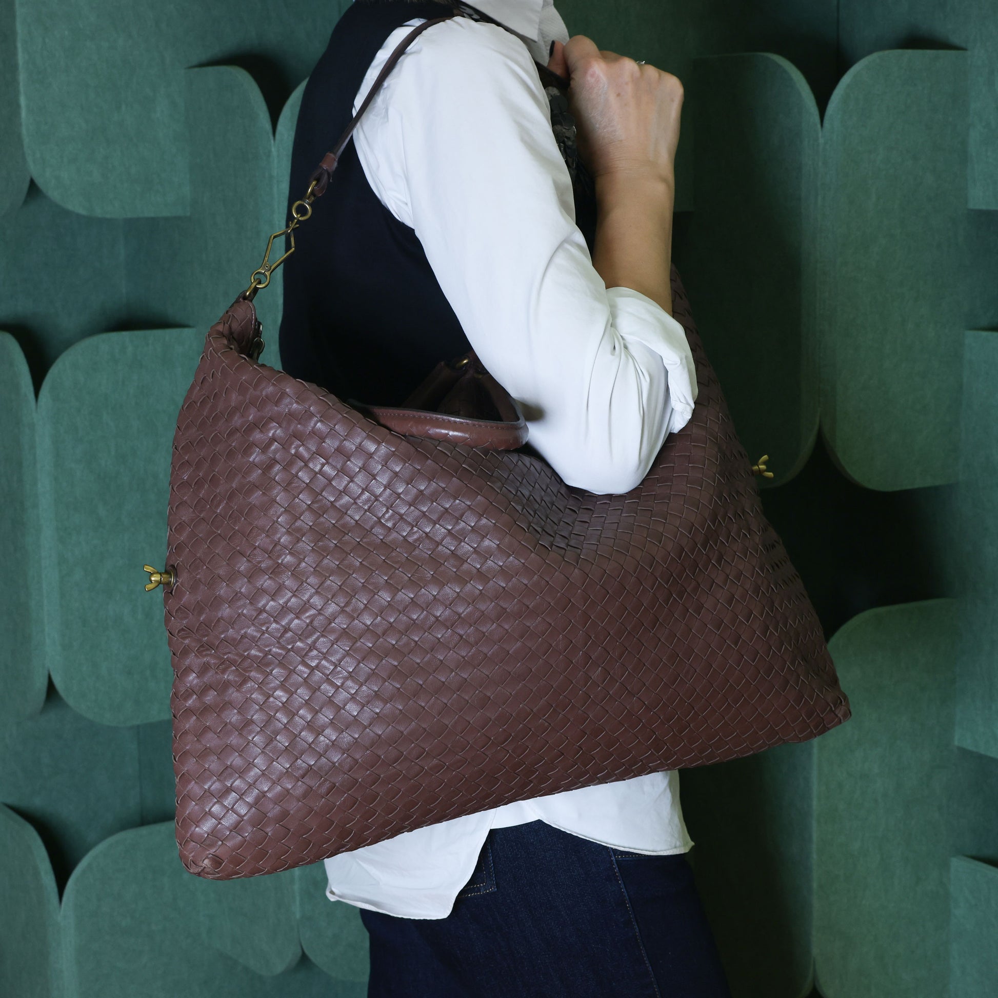 Preloved BOTTEGA VENETA Intrecciato Leather 2 Way Tote Bag Brown | Luxe Again Maison