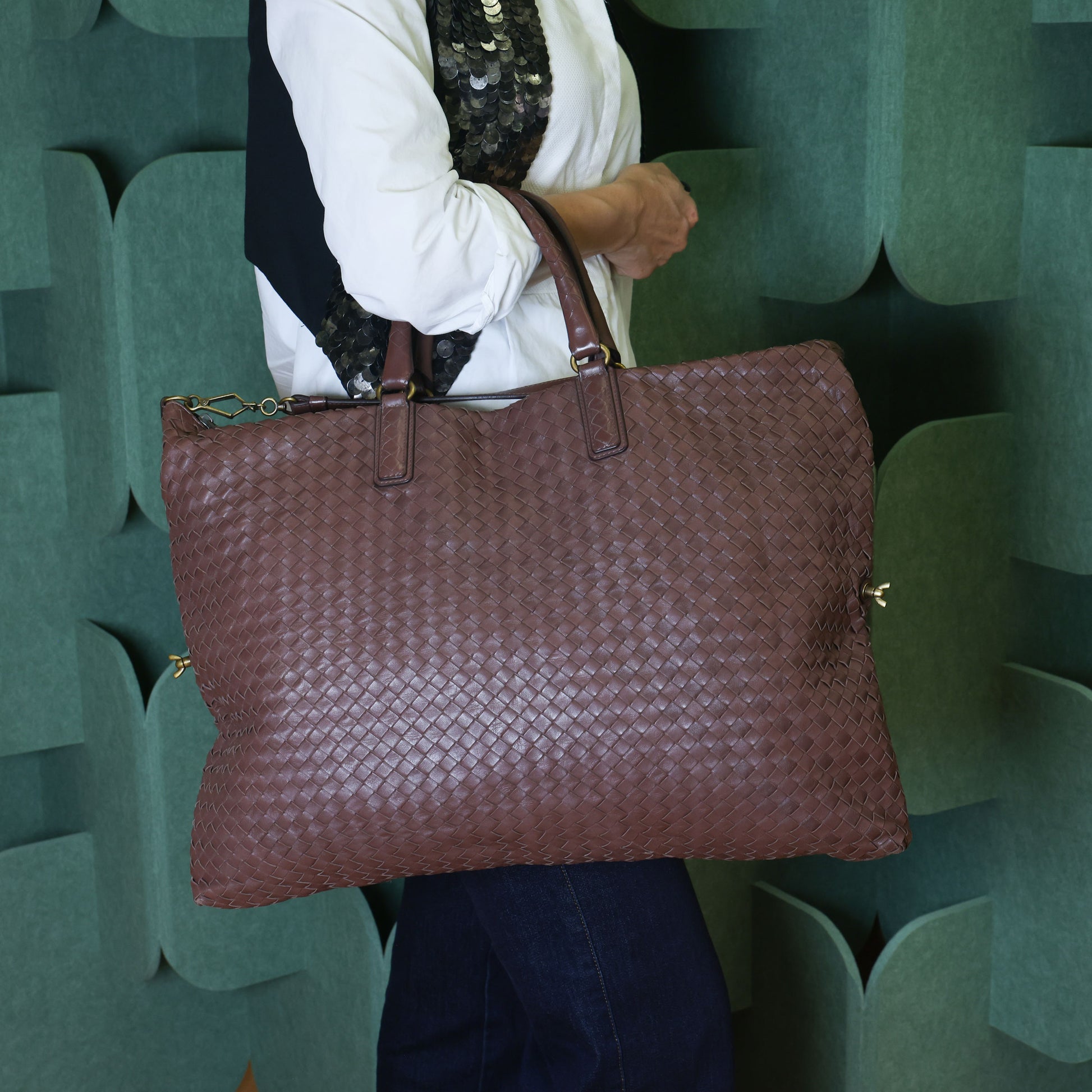 Preloved BOTTEGA VENETA Intrecciato Leather 2 Way Tote Bag Brown | Luxe Again Maison