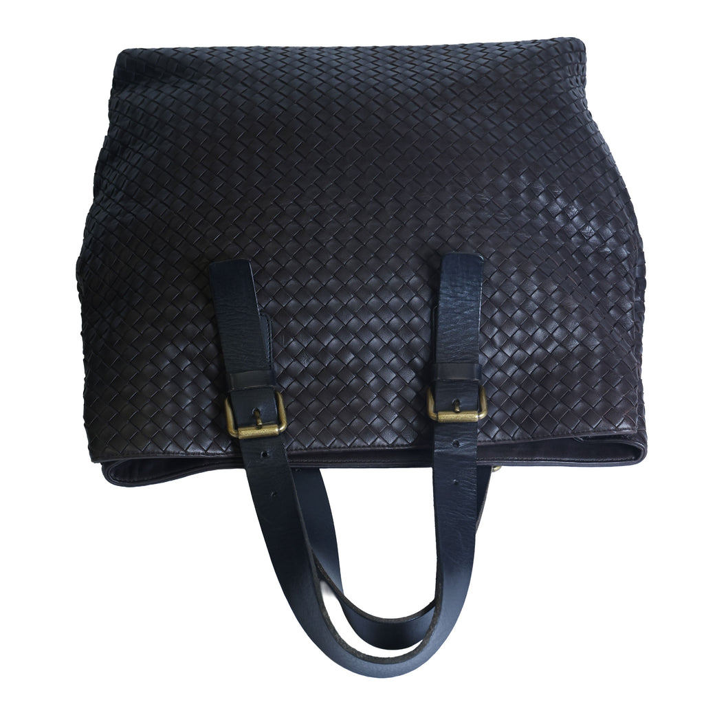 Preloved BOTTEGA VENETA Intrecciato Leather Business Tote Bag Brown | Luxe Again Maison 