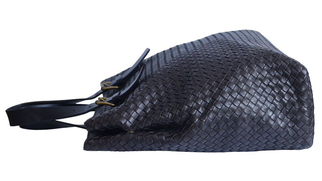 Preloved BOTTEGA VENETA Intrecciato Leather Business Tote Bag Brown | Luxe Again Maison 