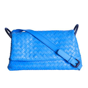 Preloved BOTTEGA VENETA Intrecciato Leather Shoulder Bag Blue | Luxe Again Maison