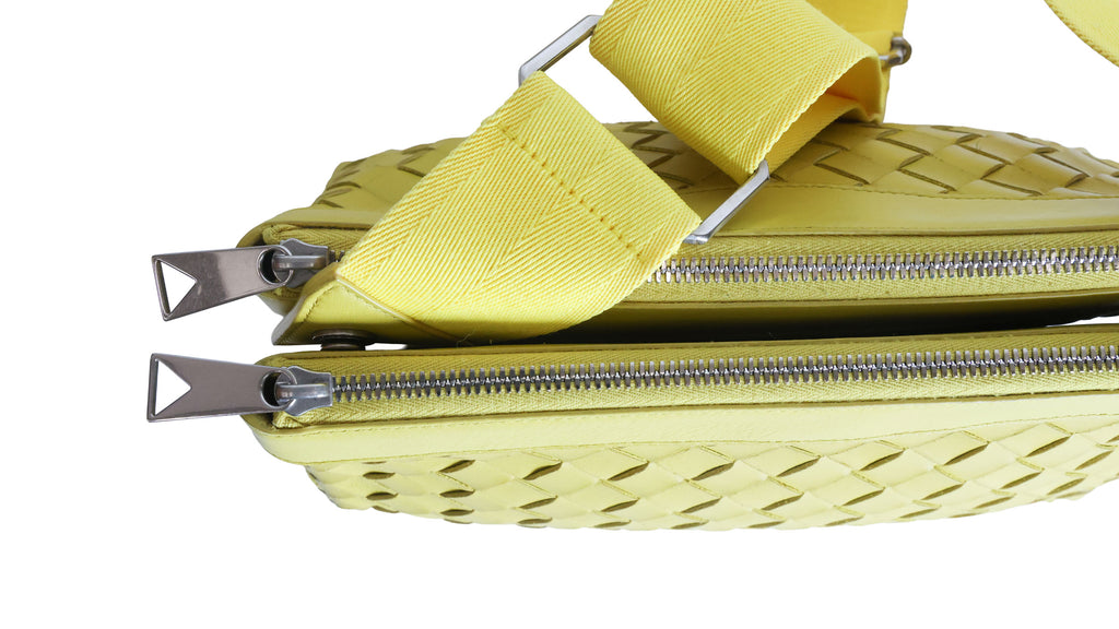Preloved BOTTEGA VENETA Intrecciato Leather Duo Crossbody Bag Yellow | Luxe Again Maison