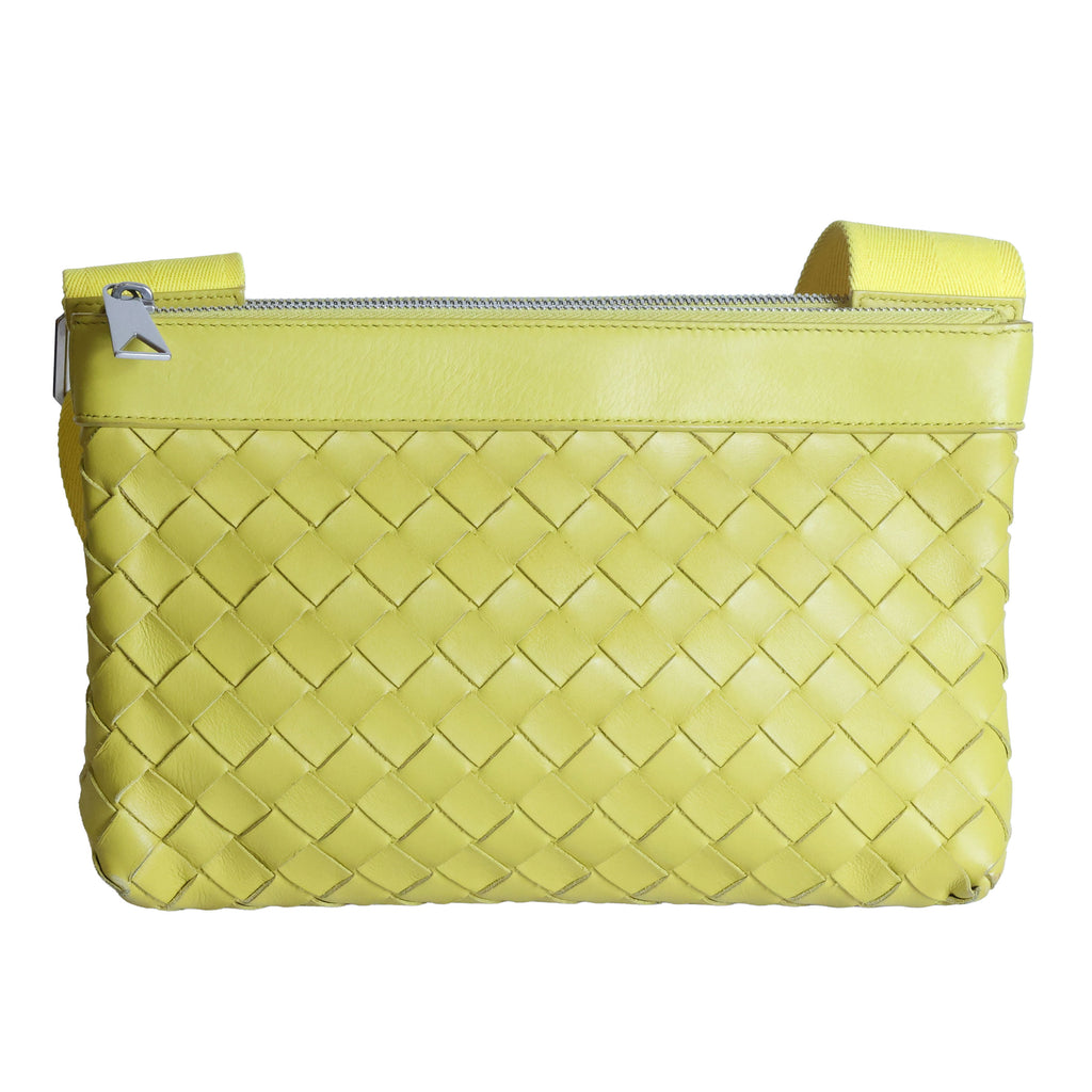 Preloved BOTTEGA VENETA Intrecciato Leather Duo Crossbody Bag Yellow | Luxe Again Maison