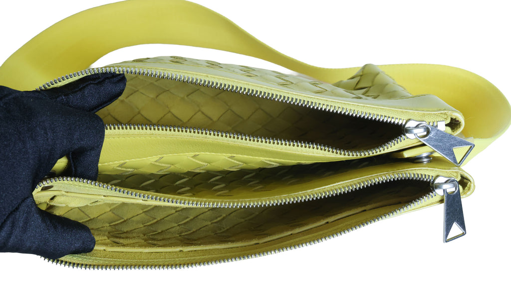 Preloved BOTTEGA VENETA Intrecciato Leather Duo Crossbody Bag Yellow | Luxe Again Maison