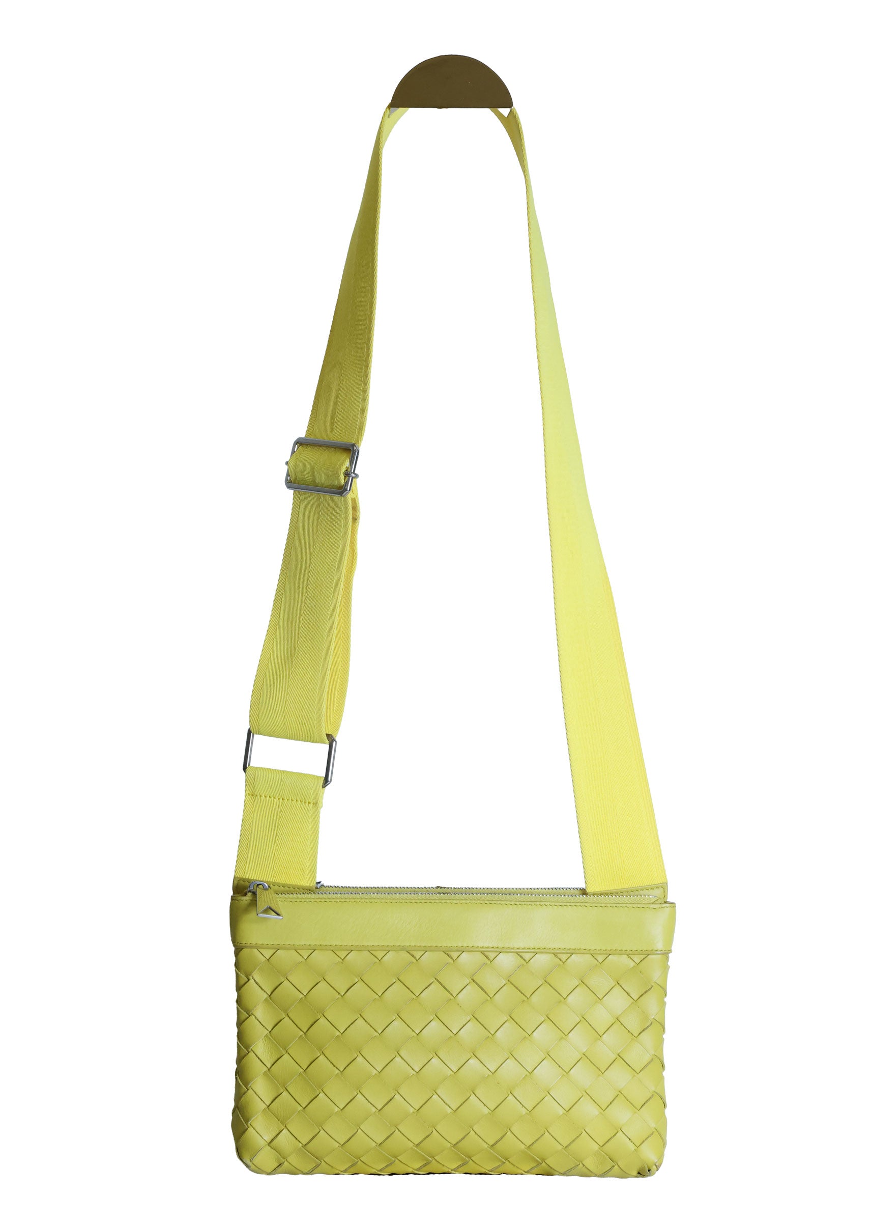 Preloved BOTTEGA VENETA Intrecciato Leather Duo Crossbody Bag Yellow | Luxe Again Maison